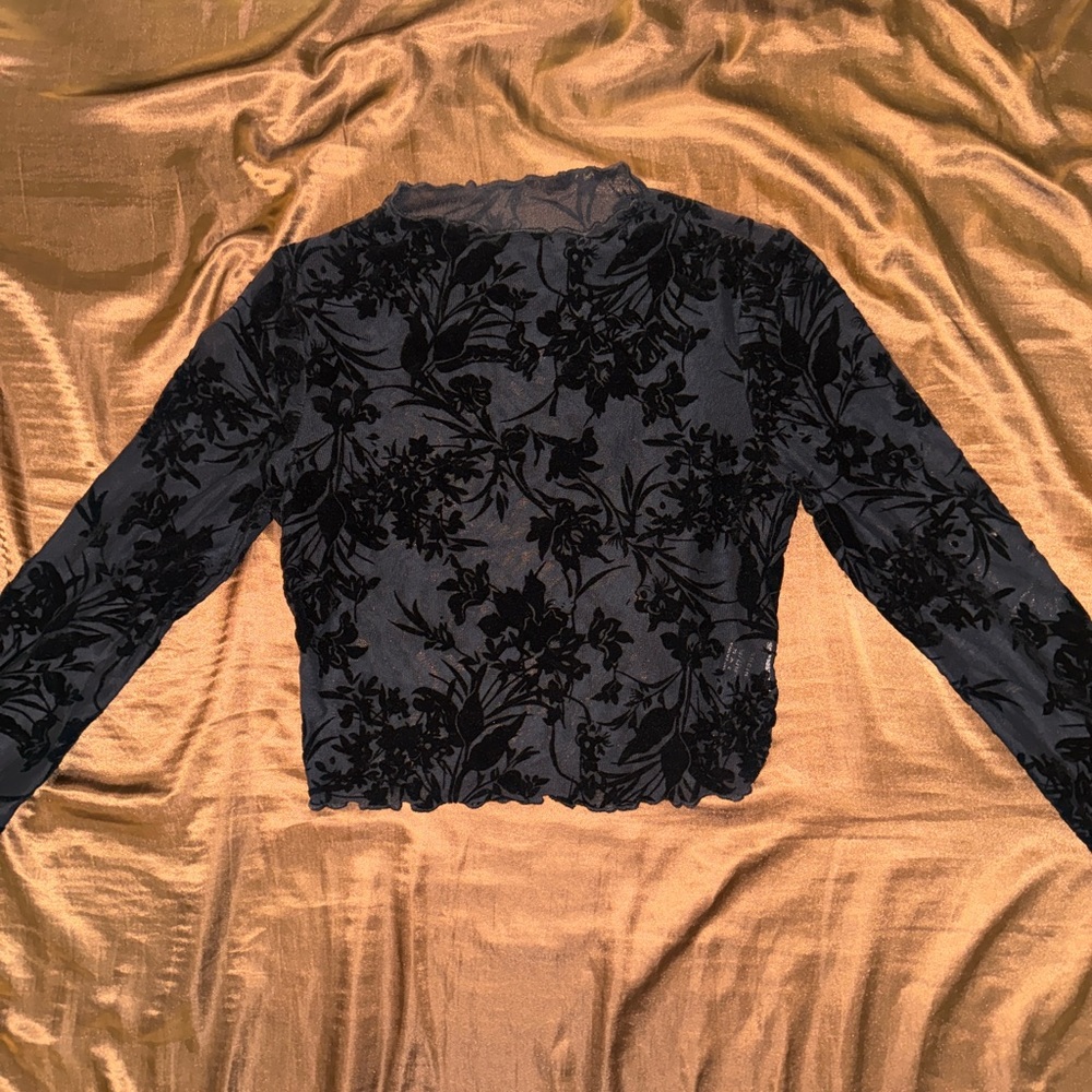 Sheer Black Floral Women's Top